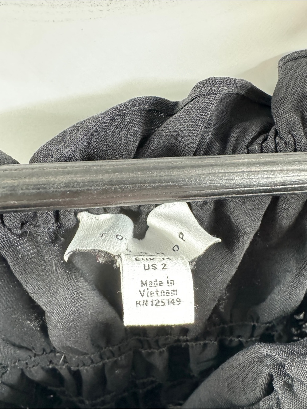 🧸 Topshop Black Smocked Peplum Tank Top Women's US 2 Adjustable Straps - Picture 4 of 8
